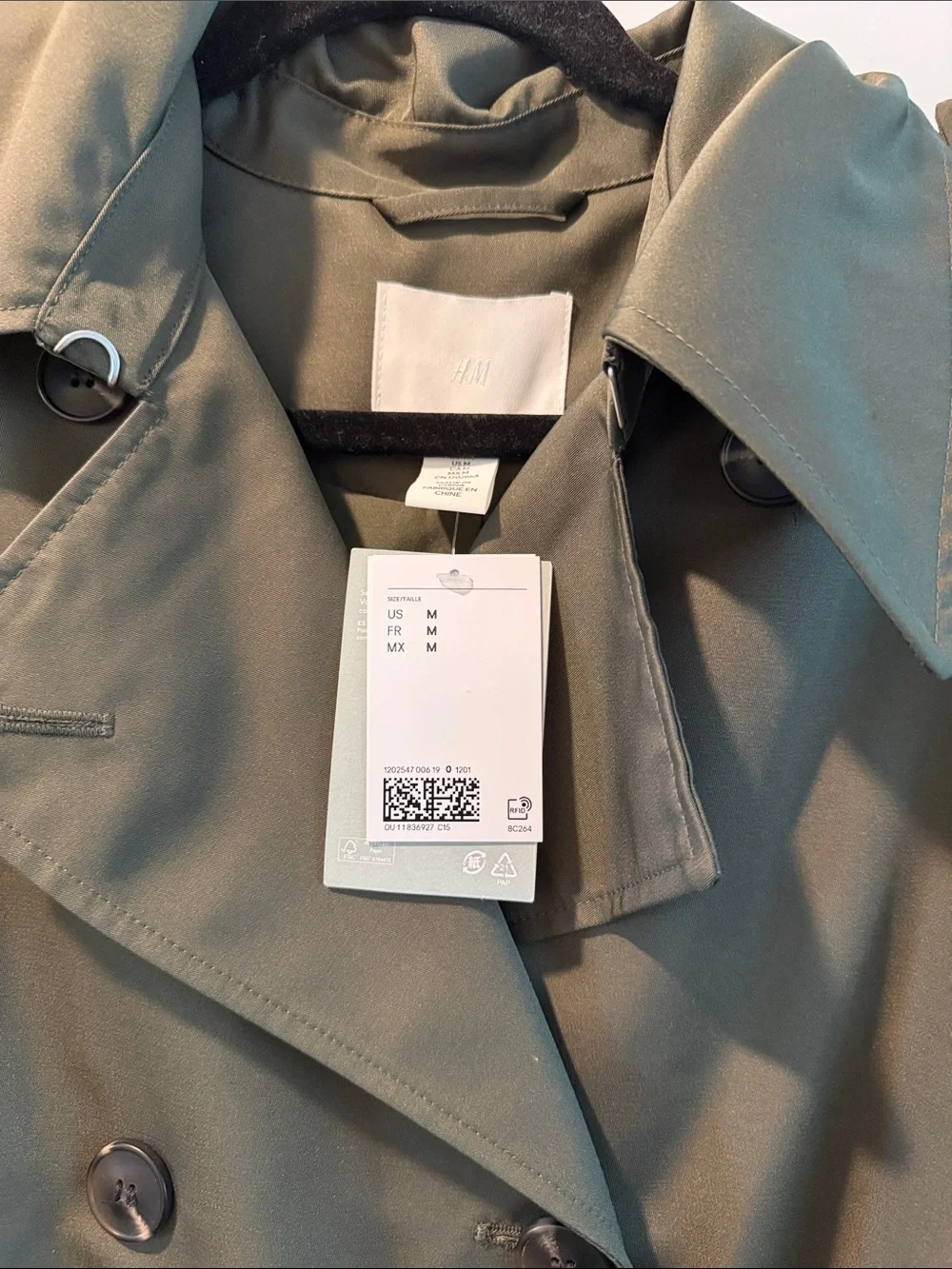 H&M Olive Trench Coat with Belt